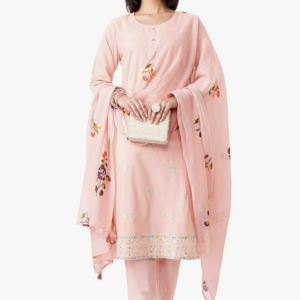 Myx Women's Embroidered Cotton Kurta Pant Set with Dupatta (Available in Plus Sizes)